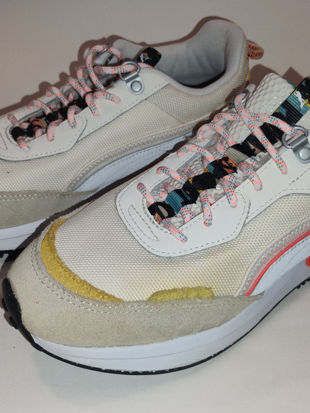 PUMA Women's Cream & Yellow Suede-Trim Running Sneakers